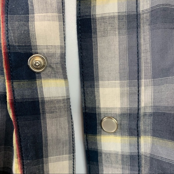 Levi Strauss Blue Plaid Pearl Snap Short Sleeve Shirt - Picture 5 of 8